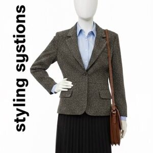 Daisy Fuentes Charcoal Tweed Blazer size 10